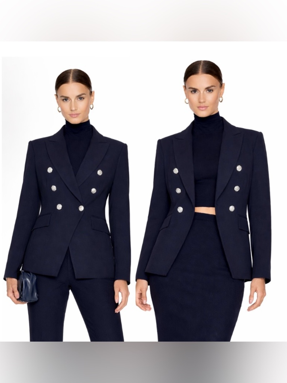 Veronica Beard Miller Dickey Jacket Blazer Navy Blue with Silver Buttons Size 00